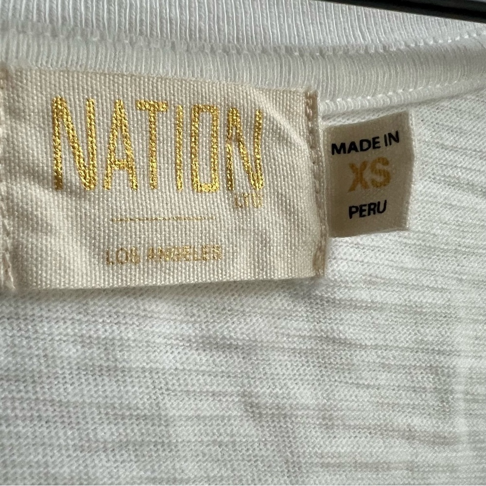 Nation LTD Jude Embroidered Smocked Ballon Sleeve V-neck White Top XS Patriotic - Picture 8 of 12